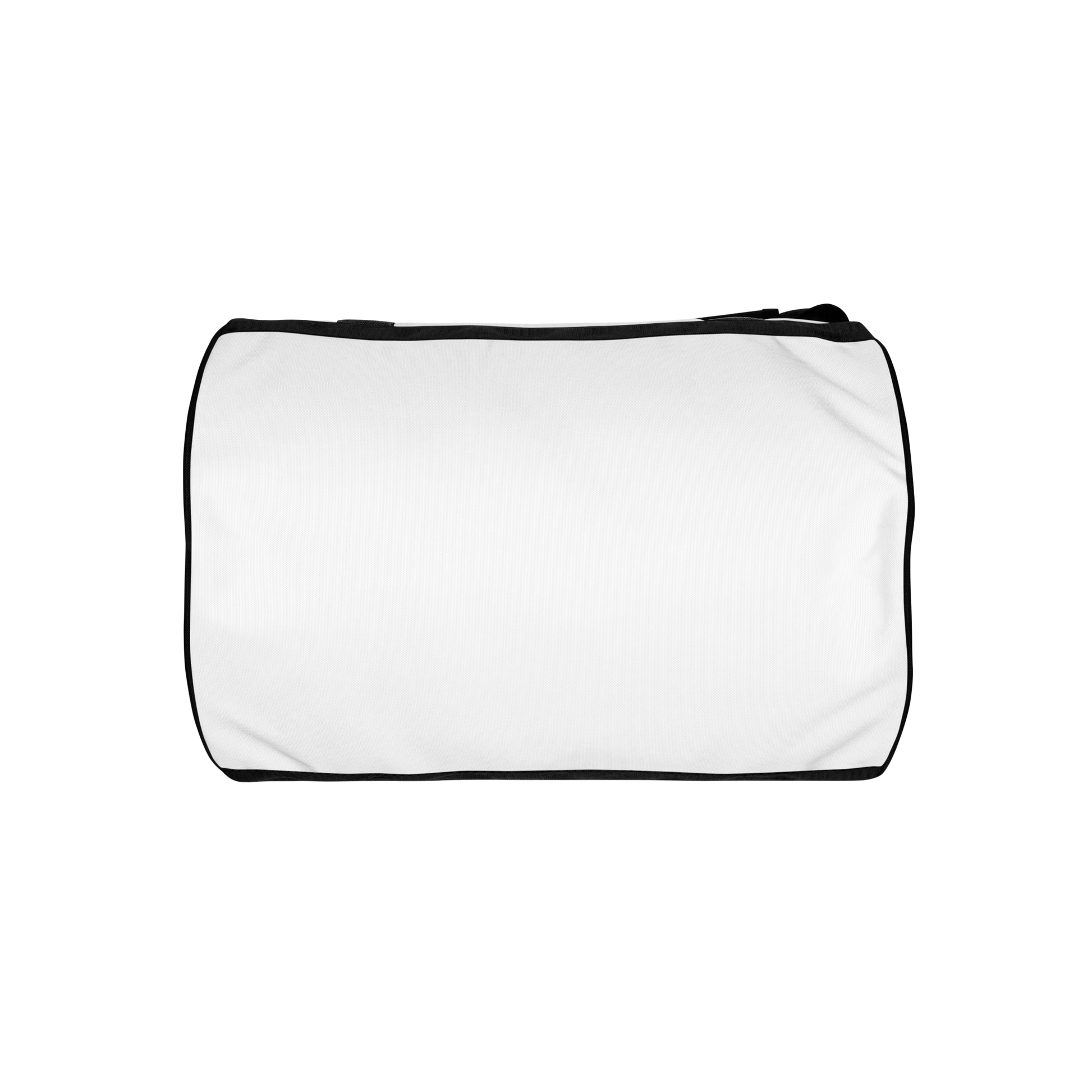 White pouch with black zipper on a white background
