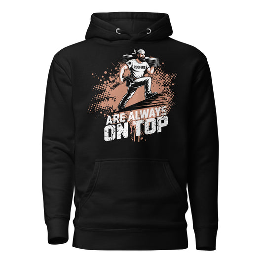 Bluecollaz Roofer Black hoodie with graphic design and text on a white background