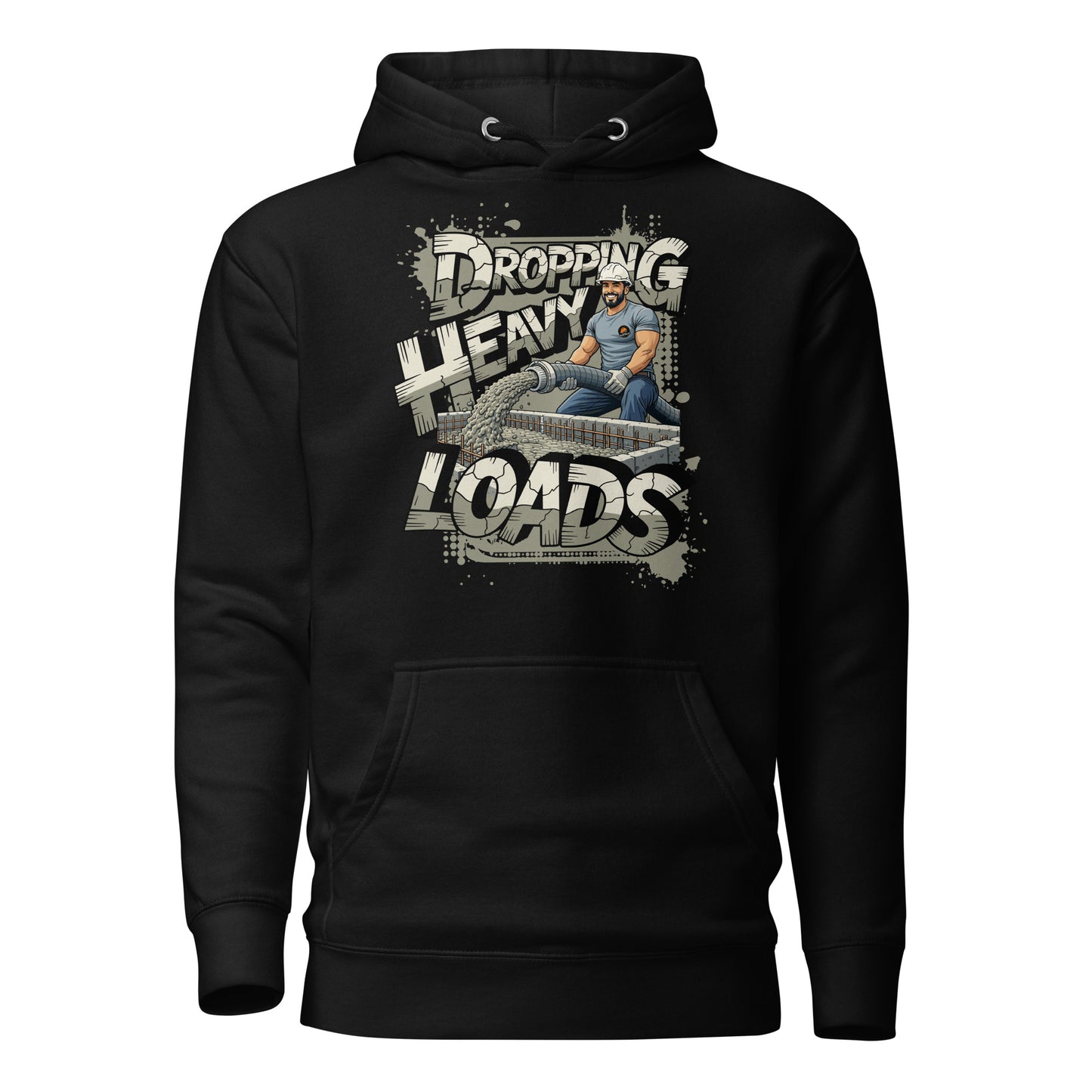  Bluecollaz Black hoodie with graphic design and text 'Dropping Heavy Loads' on a white background