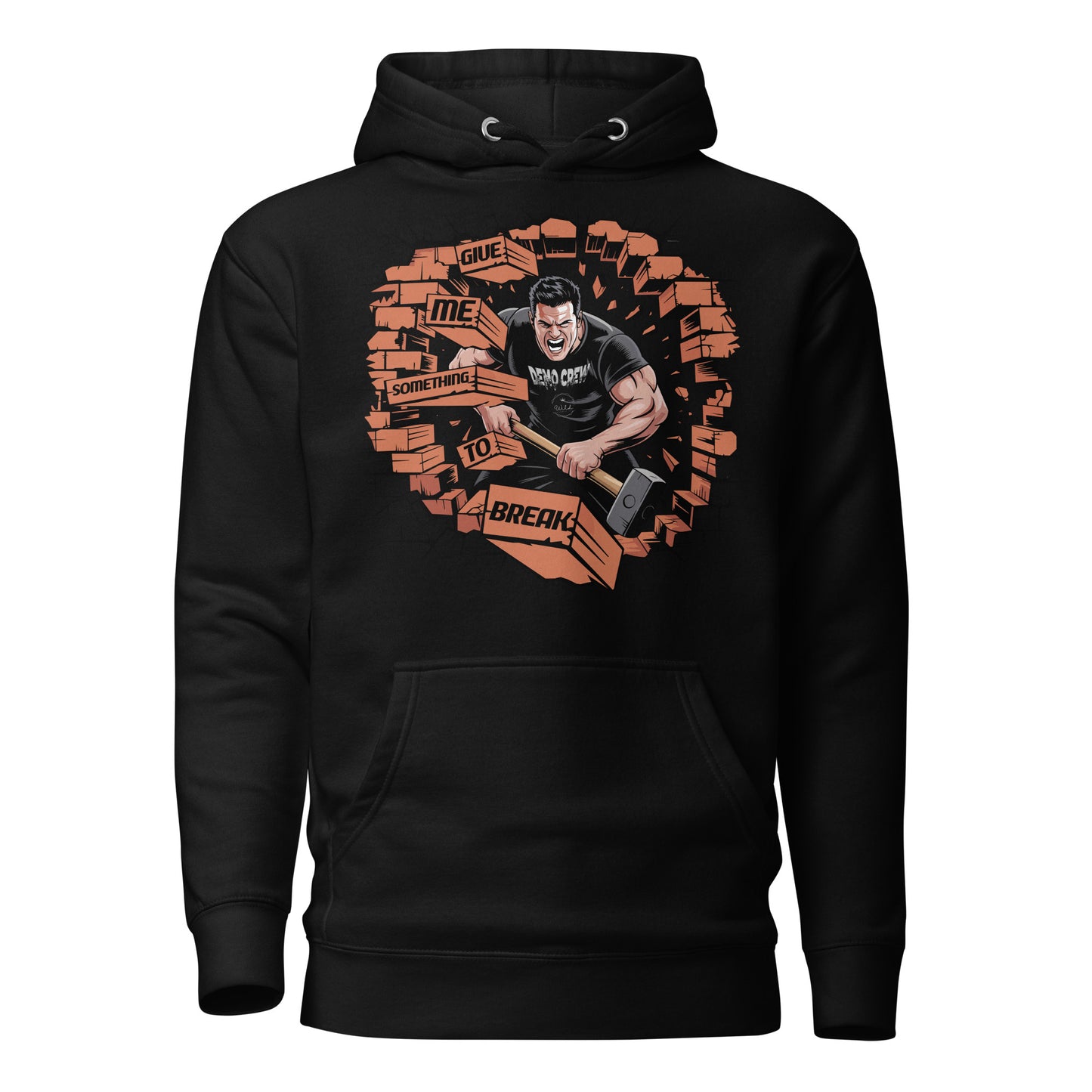 Bluecollaz unisex hoodie – “give me something to break” construction graphic –workwear hoodie- black