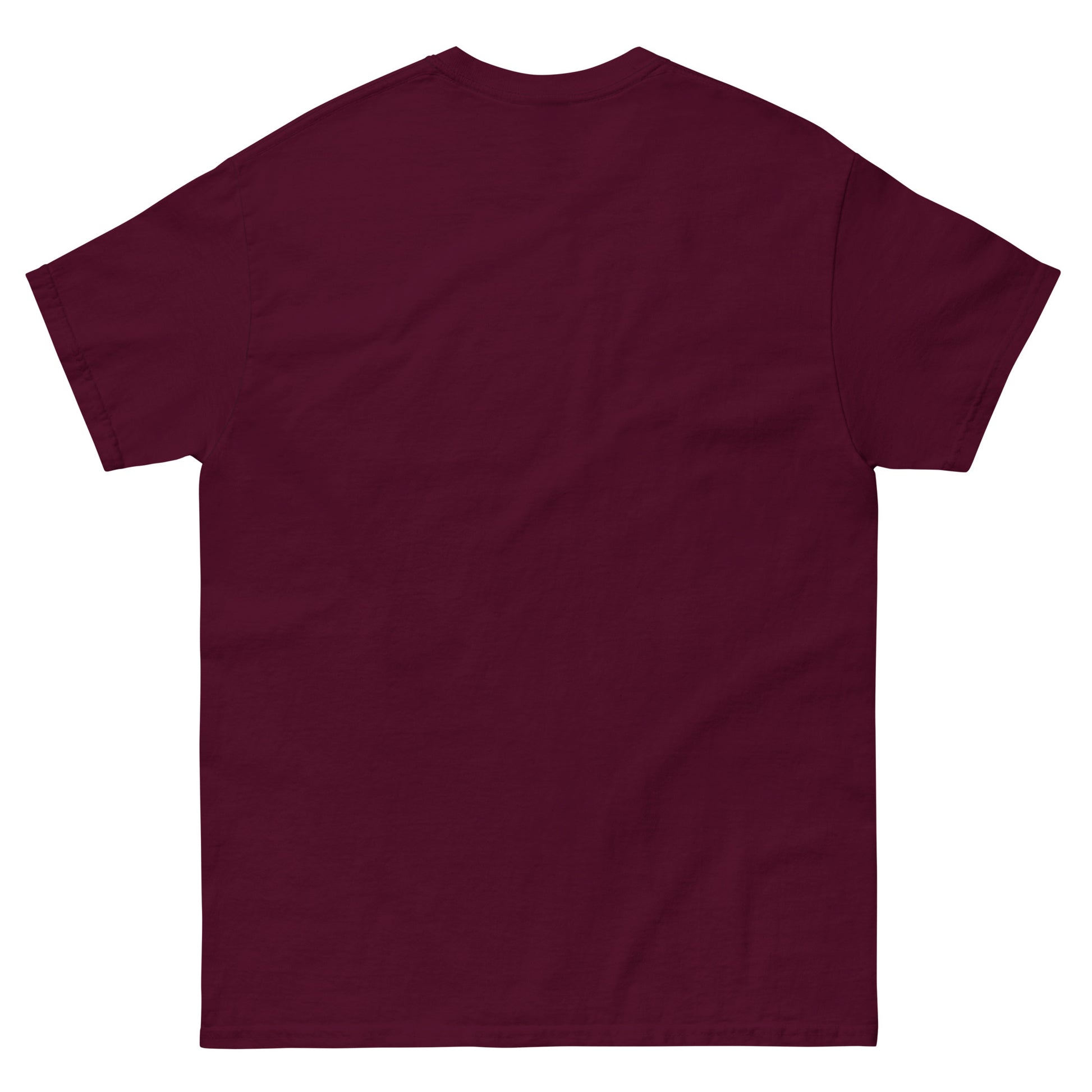 Maroon t-shirt on a white background